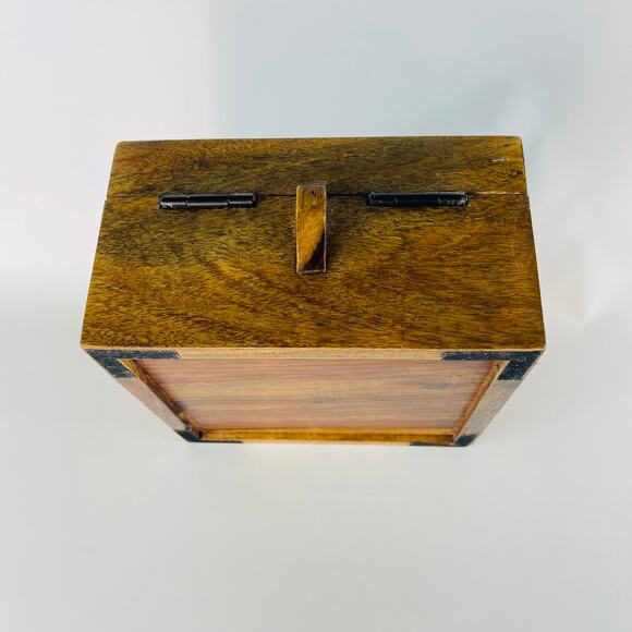 Blue Tile Wood Box - As Is - 7 1/2 x 4 1/8” - Picture 3 of 7